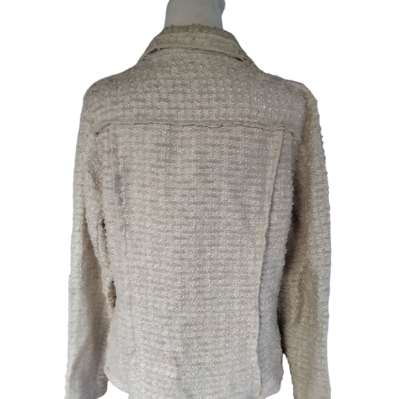 Cabi Brushed Chenille Tweed Lagenlook Double Breasted Knit Blazer Size Medium - Picture 8 of 10